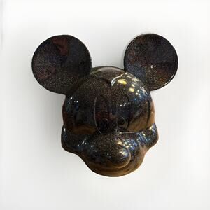 Disney Parks 2024 Mickey Mouse Head Black Glitter Crossbody Bag Loungefly New